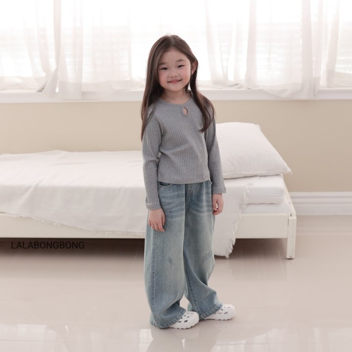 Lalabongbong - Korean Children Fashion - #todddlerfashion - Damaged Wide Denim Pants - 11