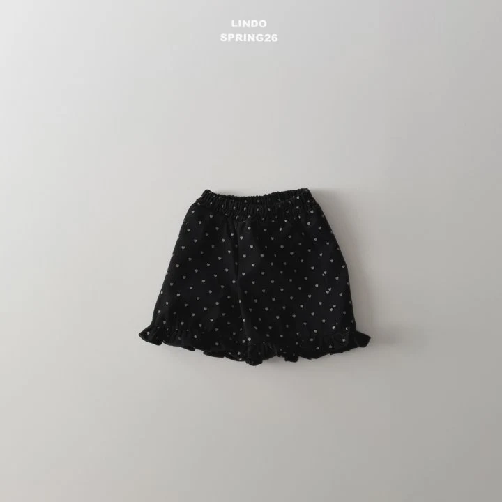 Lindo - Korean Baby Fashion - #babyootd - Hem Frill Shorts (Black Heart) - 5