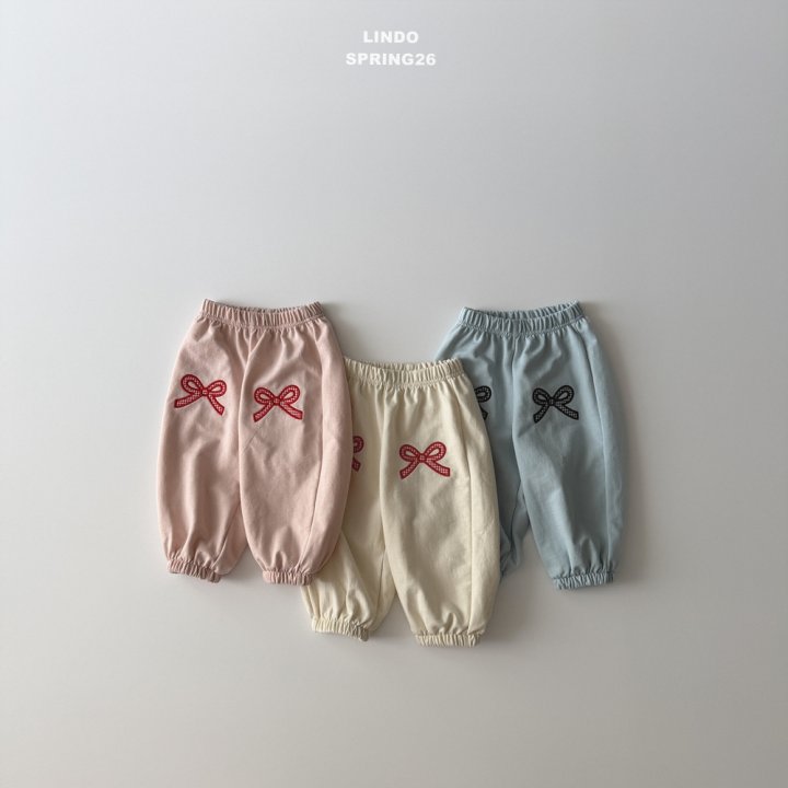 Lindo - Korean Baby Fashion - #babyoutfit - Check Ribbon Jogger Pants