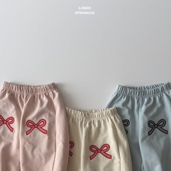 Lindo - Korean Baby Fashion - #onlinebabyboutique - Check Ribbon Jogger Pants - 3