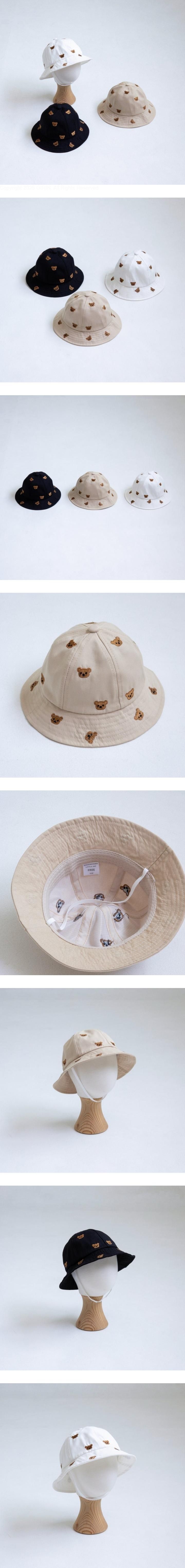 Little Hat - Korean Baby Fashion - #onlinebabyshop - Hexagon Bear Pattern Bucket Hat