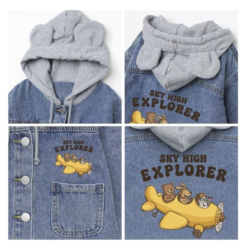 Little Rabbit - Korean Children Fashion - #Kfashion4kids - Airplane Bear Denim Jacket - 8