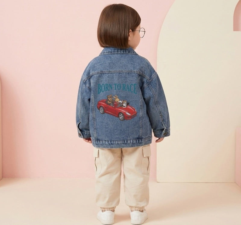 Little Rabbit - Korean Children Fashion - #childrensboutique - Red Car Denim Jacket - 2