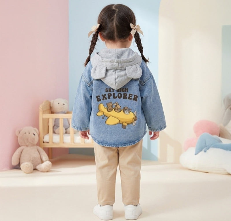 Little Rabbit - Korean Children Fashion - #childrensboutique - Airplane Bear Denim Jacket