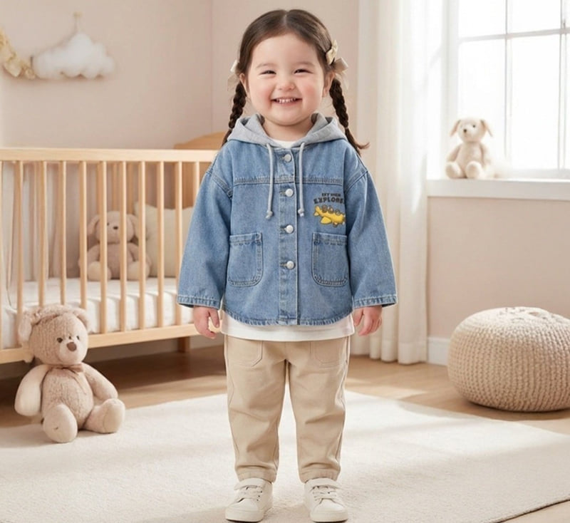 Little Rabbit - Korean Children Fashion - #designkidswear - Airplane Bear Denim Jacket - 2