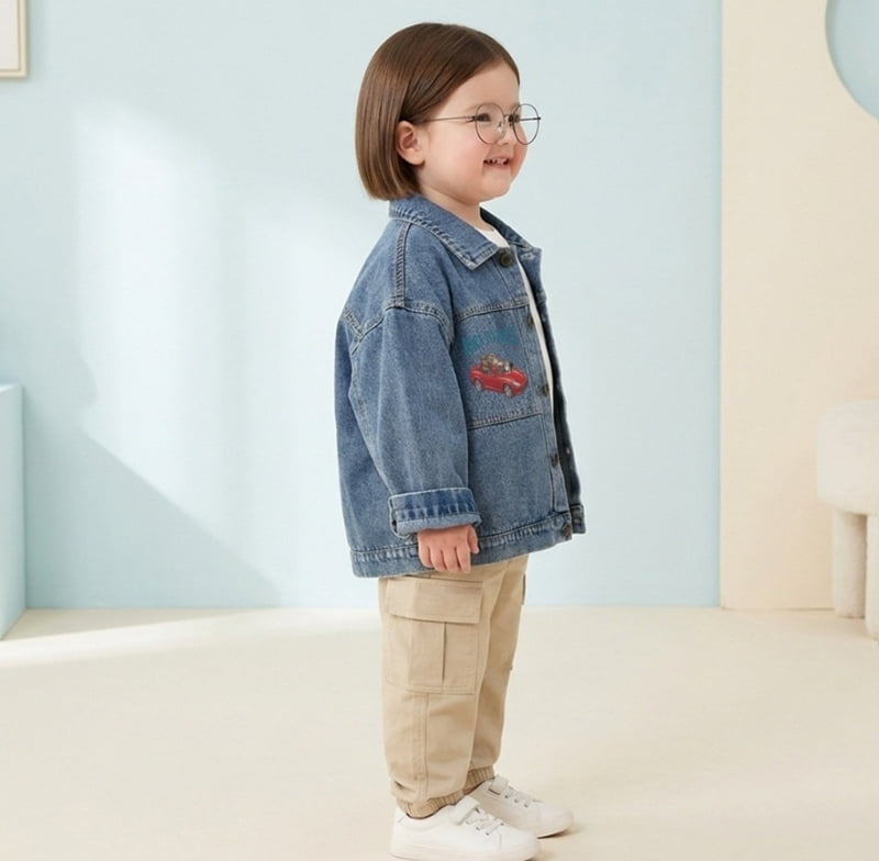Little Rabbit - Korean Children Fashion - #fashionkids - Red Car Denim Jacket - 5