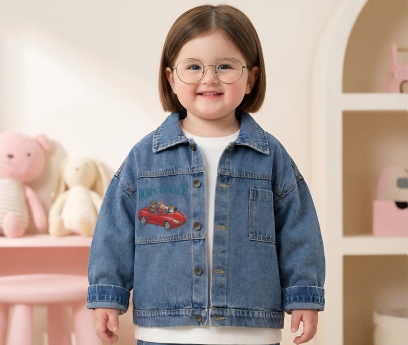 Little Rabbit - Korean Children Fashion - #kidsshorts - Red Car Denim Jacket - 6