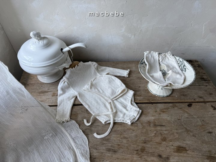 Mac - Korean Baby Fashion - #babyboutiqueclothing - Eyelet Set (Bonnet+Suit+Socks) - 9