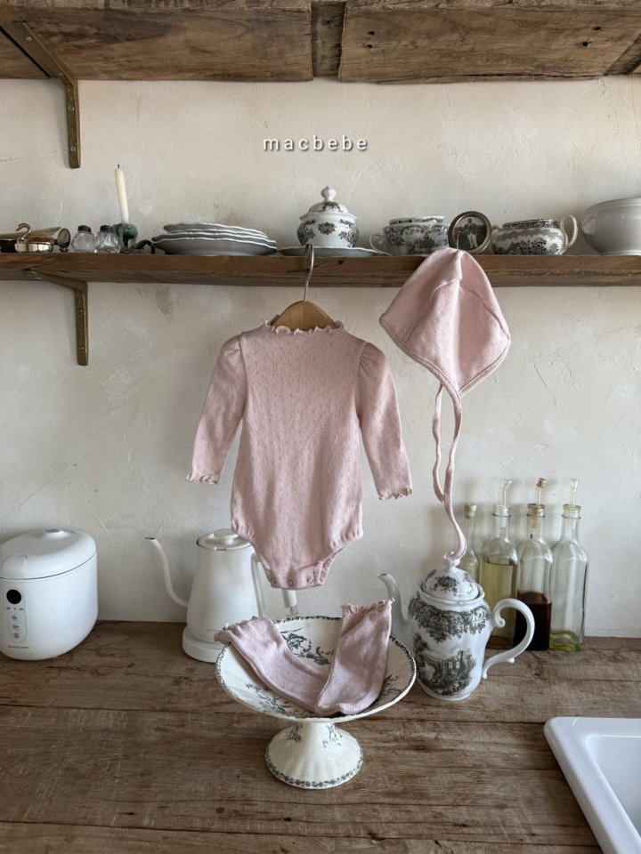Mac - Korean Baby Fashion - #babyclothing - Eyelet Set (Bonnet+Suit+Socks) - 10