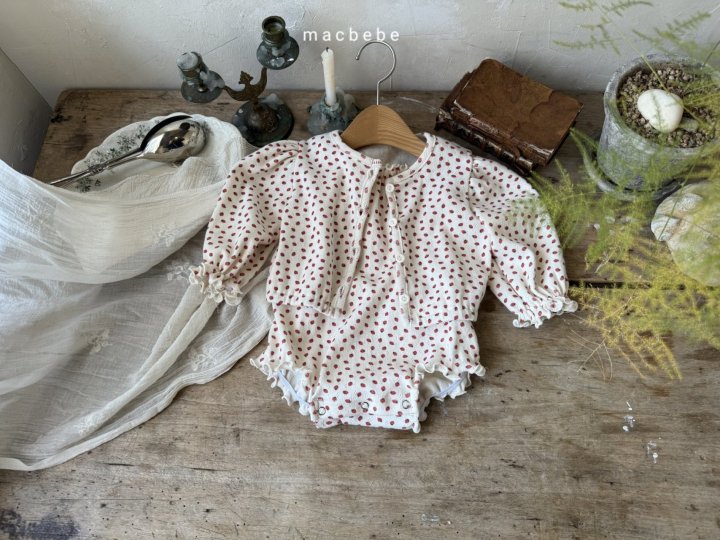 Mac - Korean Baby Fashion - #babyfashion - Strawberry Eyelet Cardigan Set