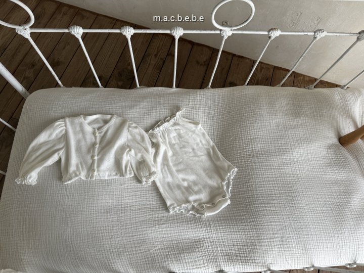Mac - Korean Baby Fashion - #babyfever - Heart Eyelet Cardigan Set - 3