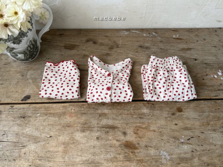 Mac - Korean Baby Fashion - #babyfever - Spring Strawberry Set (Pants+Cardigan+Scarf) - 9