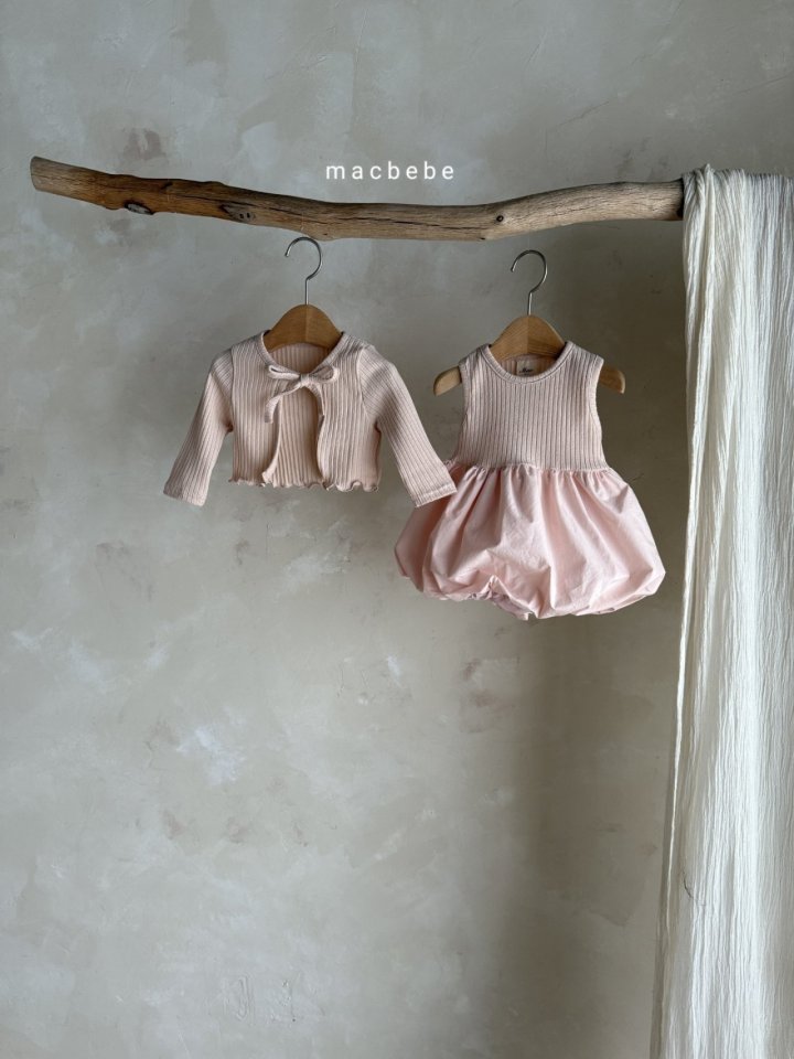 Mac - Korean Baby Fashion - #babygirlfashion - Ribbed Cardigan One-piece Set - 11