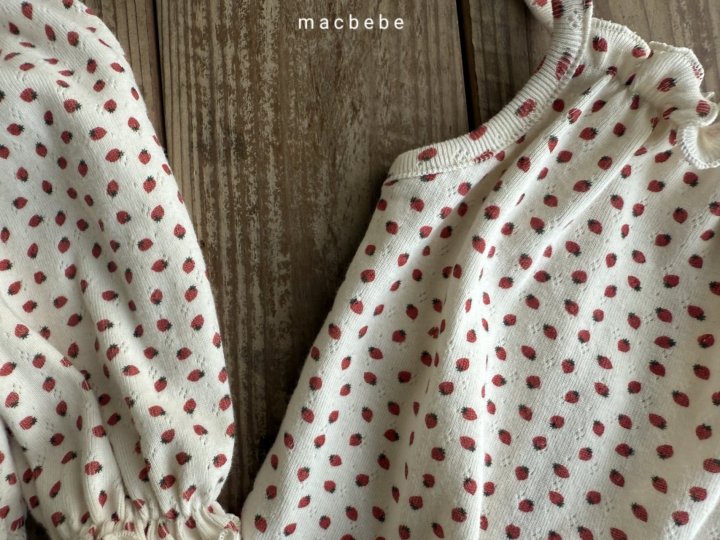 Mac - Korean Baby Fashion - #babygirlfashion - Strawberry Eyelet Cardigan Set - 4