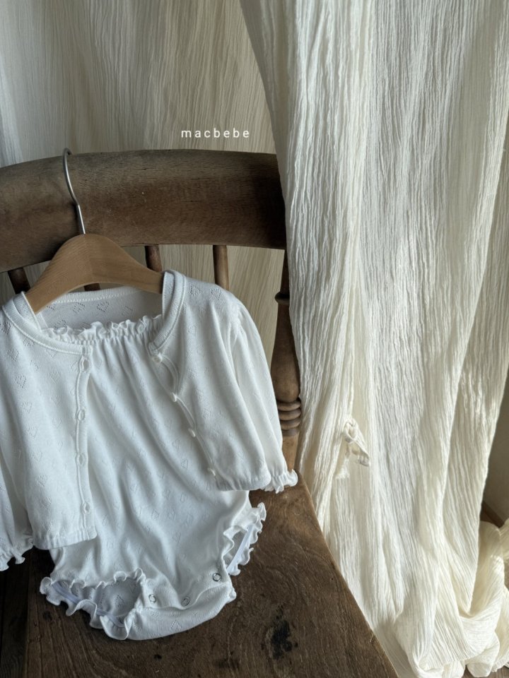 Mac - Korean Baby Fashion - #babyoninstagram - Heart Eyelet Cardigan Set - 6