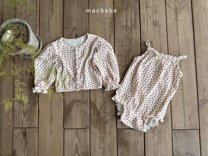 Mac - Korean Baby Fashion - #babyoninstagram - Strawberry Eyelet Cardigan Set - 5