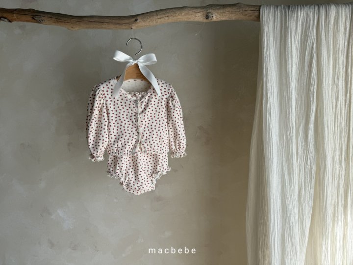 Mac - Korean Baby Fashion - #babyoutfit - Strawberry Eyelet Cardigan Set - 7