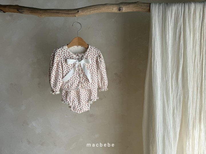 Mac - Korean Baby Fashion - #babyoutfit - Strawberry Eyelet Cardigan Set - 8