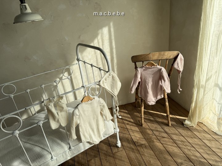 Mac - Korean Baby Fashion - #babyoutfit - Eyelet Set (Bonnet+Suit+Socks) - 3