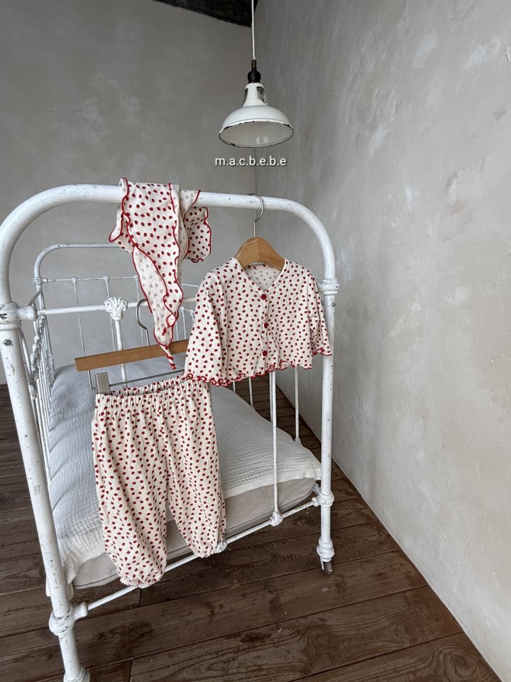 Mac - Korean Baby Fashion - #babywear - Spring Strawberry Set (Pants+Cardigan+Scarf)