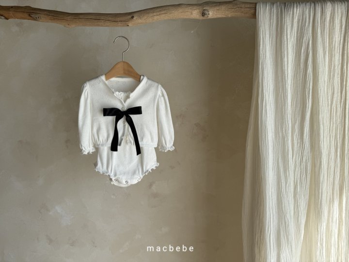 Mac - Korean Baby Fashion - #onlinebabyboutique - Heart Eyelet Cardigan Set - 11