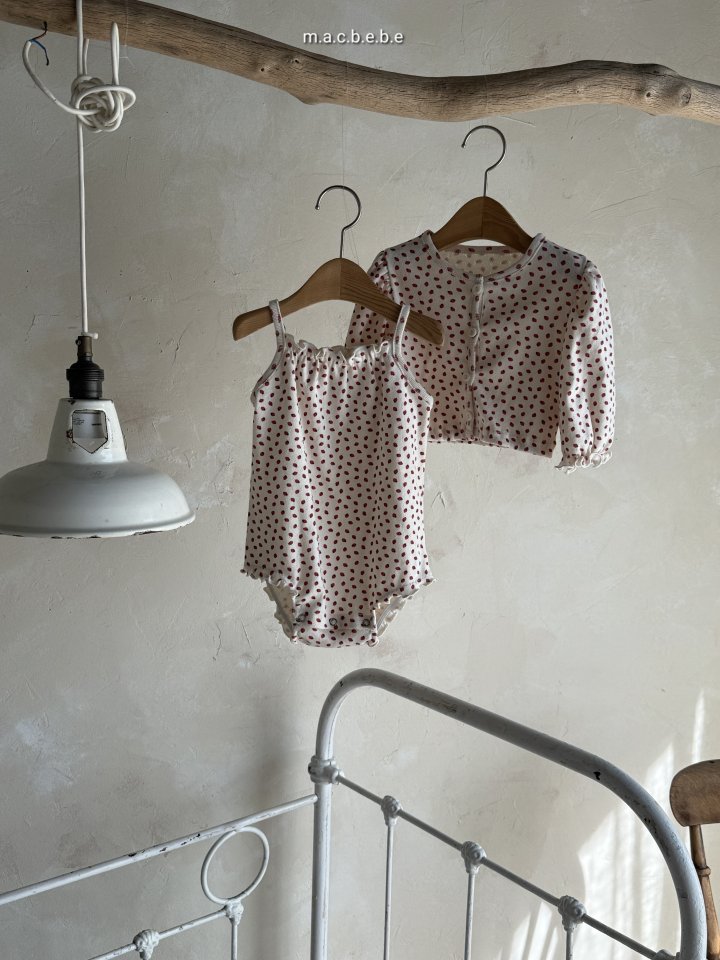 Mac - Korean Baby Fashion - #onlinebabyshop - Strawberry Eyelet Cardigan Set - 11