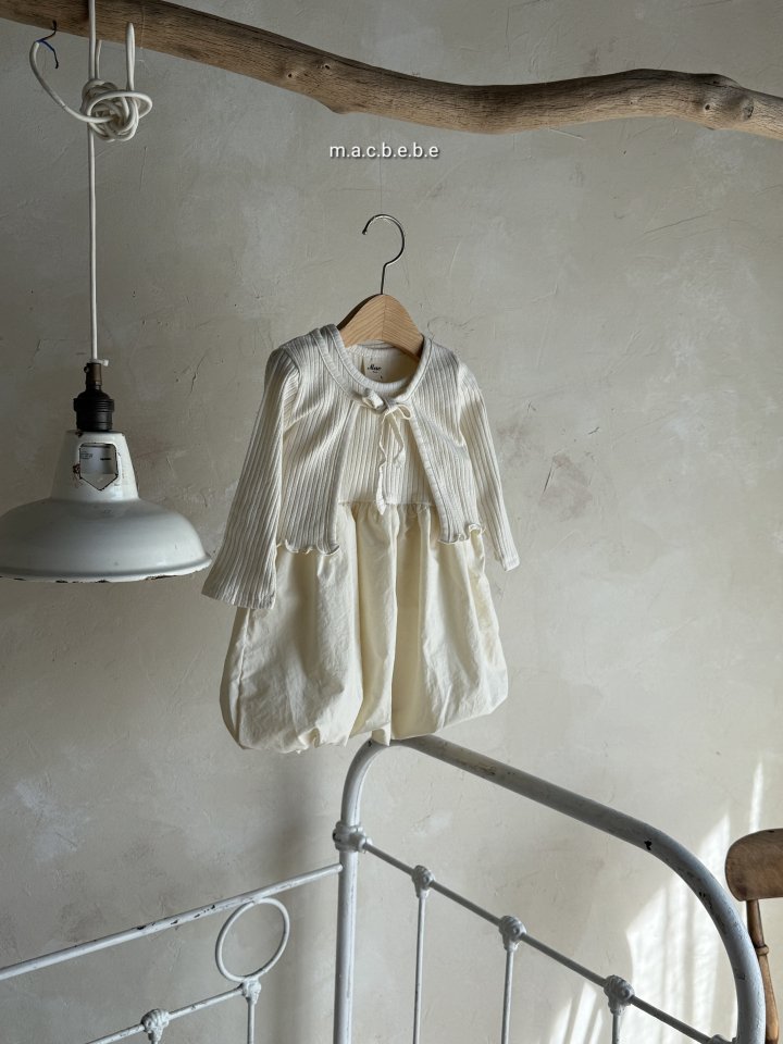 Mac - Korean Baby Fashion - #onlinebabyboutique - Ribbed Cardigan One-piece Set - 4