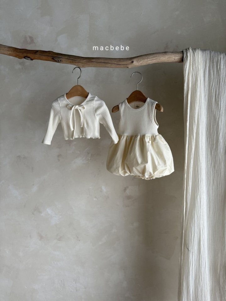 Mac - Korean Baby Fashion - #smilingbaby - Ribbed Cardigan One-piece Set - 5