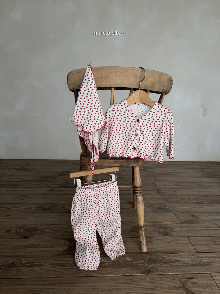 Mac - Korean Baby Fashion - #onlinebabyshop - Spring Strawberry Set (Pants+Cardigan+Scarf) - 4