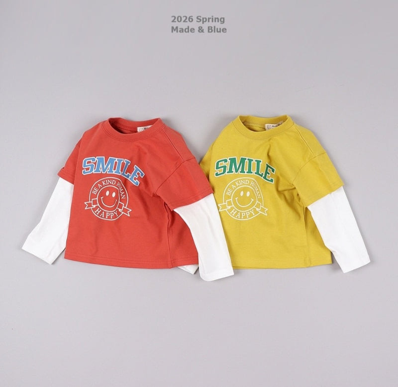 Made Blue - Korean Children Fashion - #stylishchildhood - Smile Double Sleeve Tee - 4