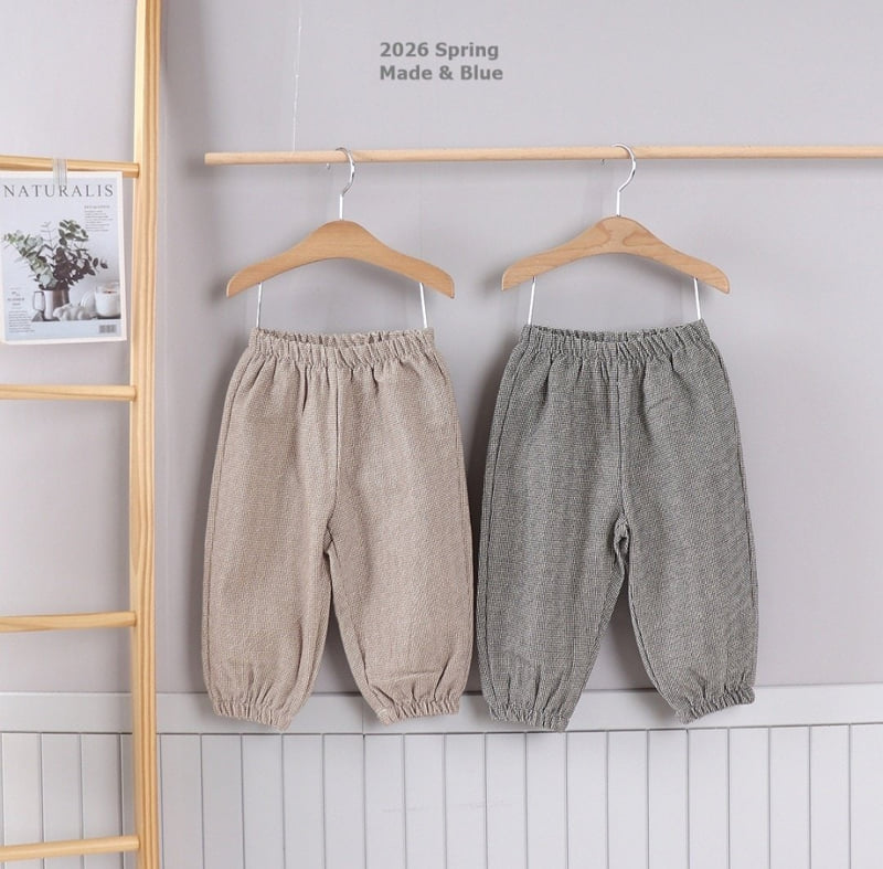 Gingham Jogger Pants by Made Blue for Child - view 1