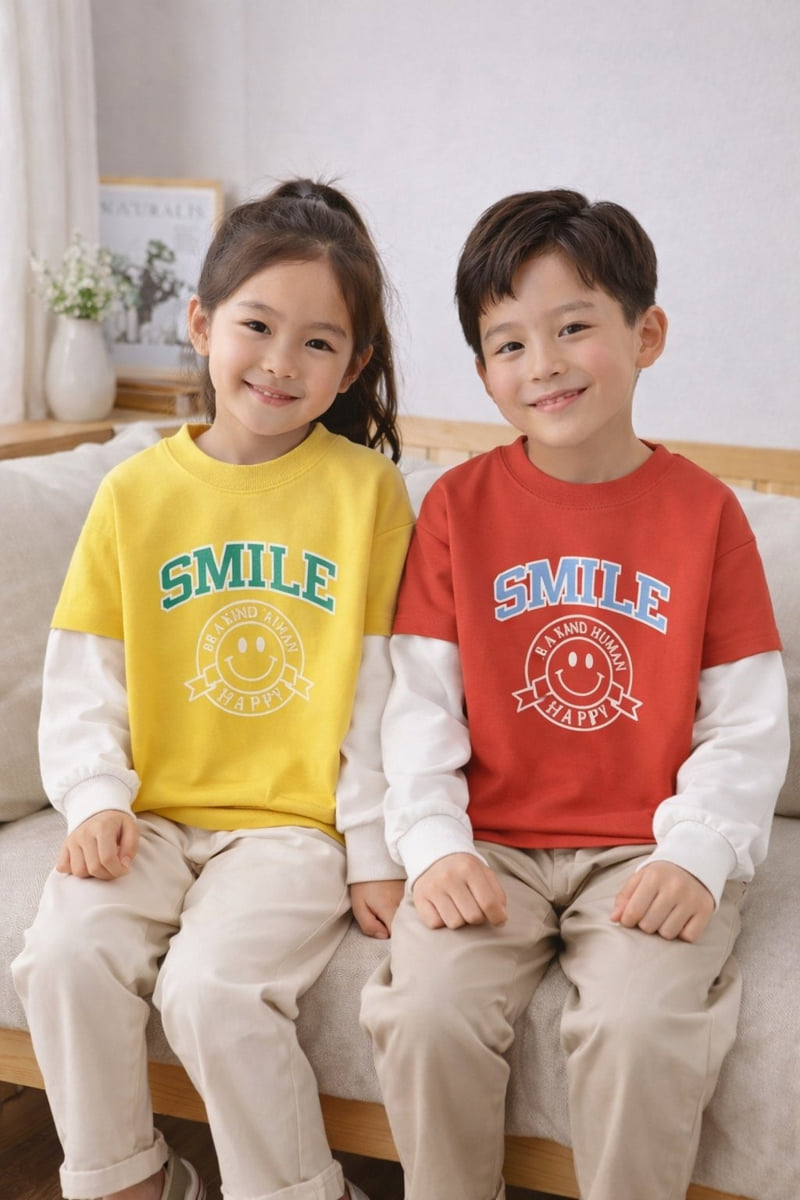 Made Blue - Korean Children Fashion - #designkidswear - Smile Double Sleeve Tee - 6