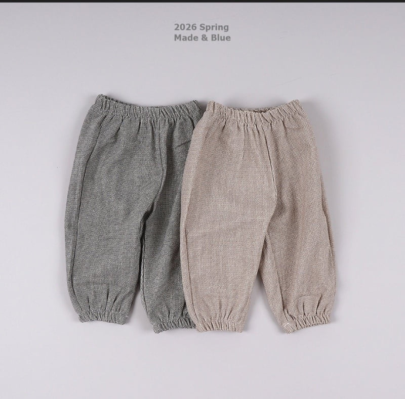 Gingham Jogger Pants by Made Blue for Child - view 2
