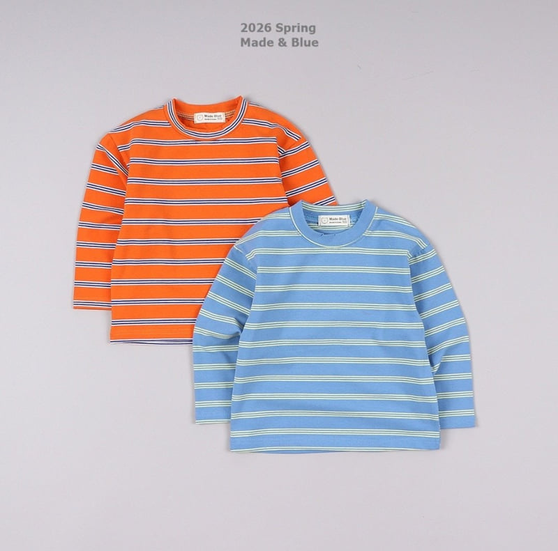 Made Blue - Korean Children Fashion - #kidzfashiontrend - Merry Stripe Tee