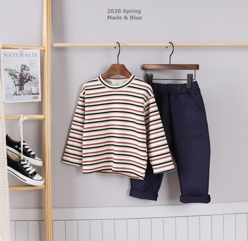 Made Blue - Korean Children Fashion - #todddlerfashion - Kling Stripe Tee - 6