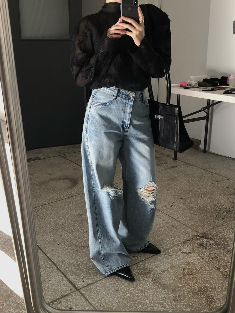 Made - Korean Women Fashion - #womensfashion - Dist Denim Pants