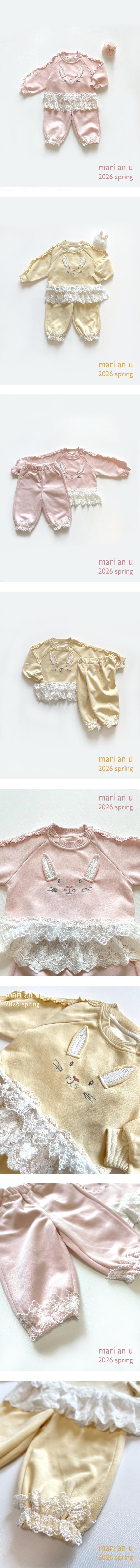 Mari An U - Korean Children Fashion - #kidzfashiontrend - Rabbit Top Bottom Set