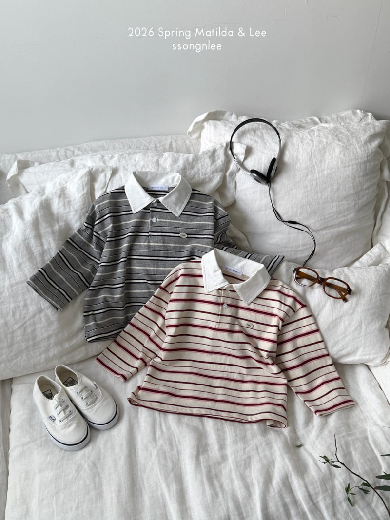Matilda & Lee - Korean Children Fashion - #Kfashion4kids - Weekend Stripe Collar Tee