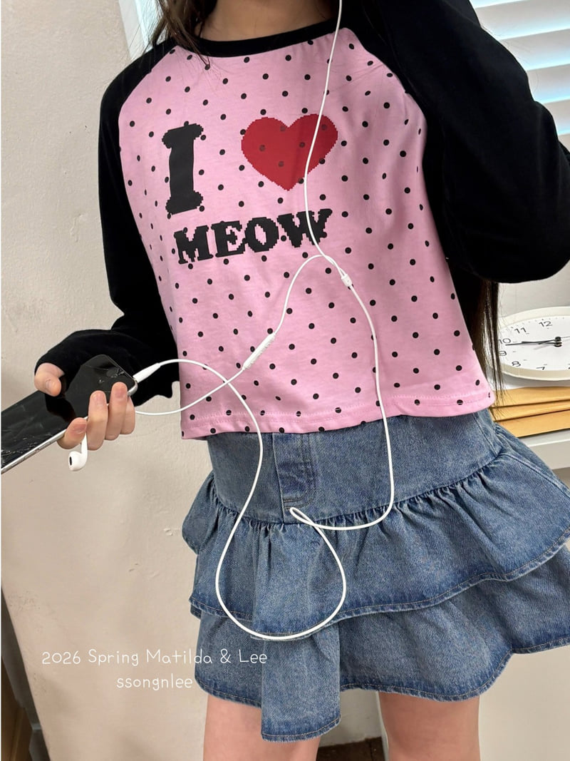 Matilda & Lee - Korean Children Fashion - #Kfashion4kids - Meow Dot Raglan Tee - 12