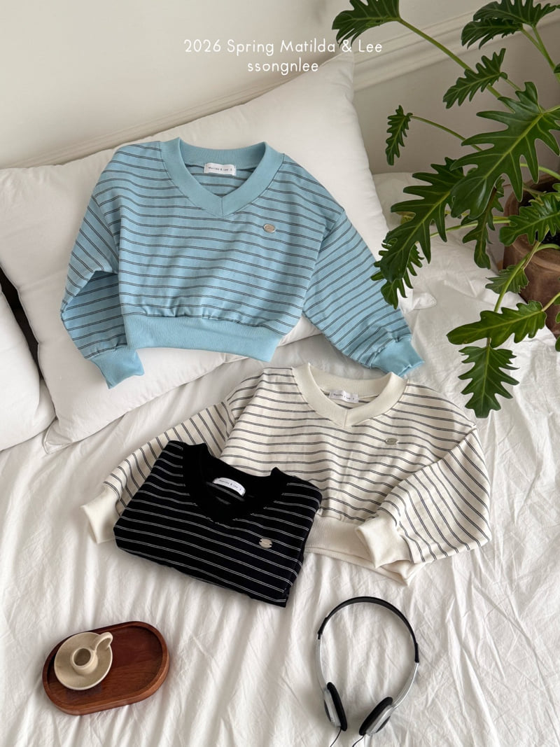 Matilda & Lee - Korean Children Fashion - #Kfashion4kids - Stripe V-Neck Sweatshirt