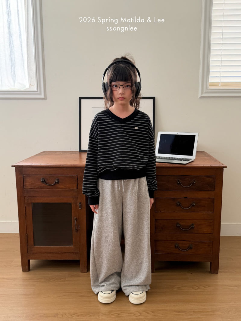 Matilda & Lee - Korean Children Fashion - #childofig - Stripe V-Neck Sweatshirt - 6