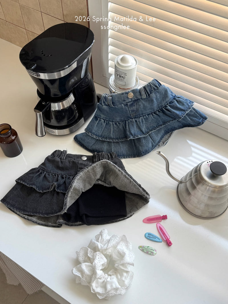 Matilda & Lee - Korean Children Fashion - #designkidswear - Frill Denim Skirt