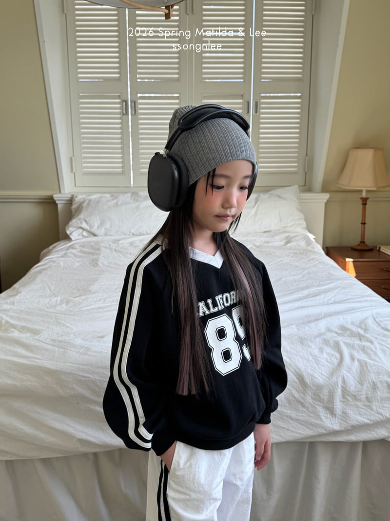 Matilda & Lee - Korean Children Fashion - #discoveringself - V-Neck Double Stripe Sweatshirt - 3