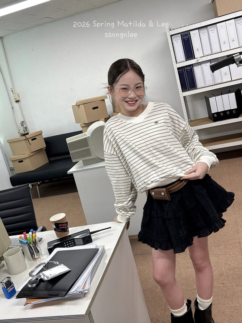 Matilda & Lee - Korean Children Fashion - #fashionkids - Stripe V-Neck Sweatshirt - 11