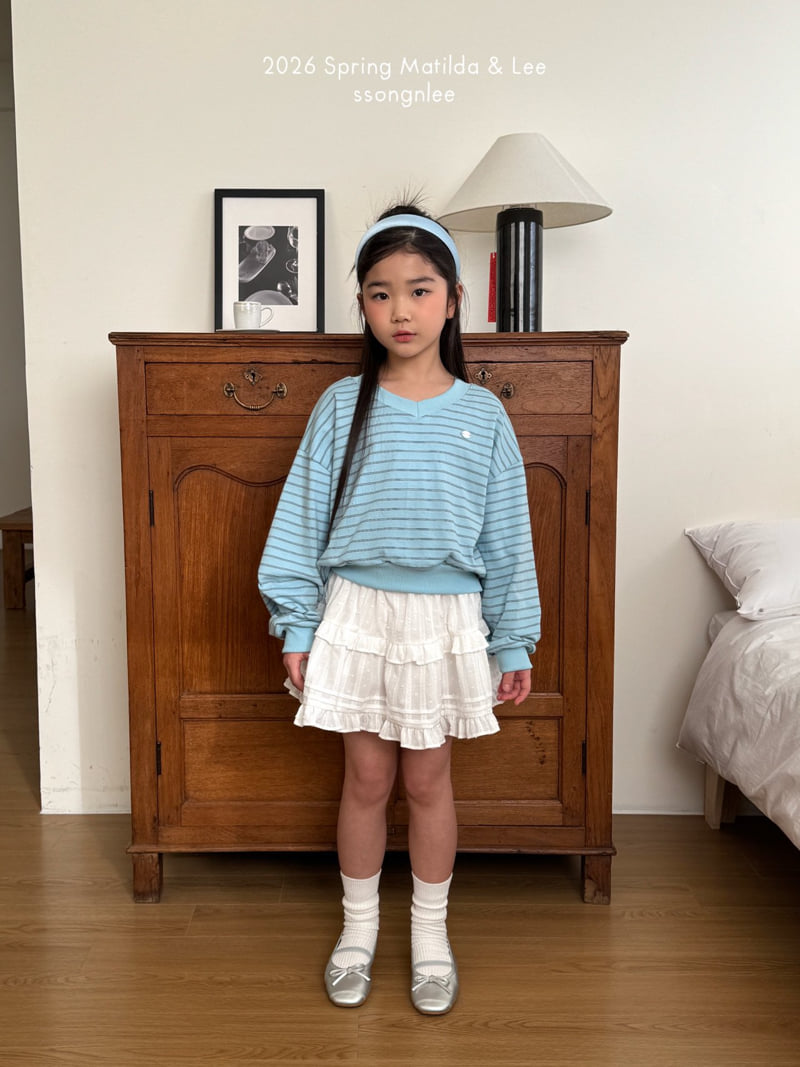 Matilda & Lee - Korean Children Fashion - #kidsshorts - Stripe V-Neck Sweatshirt - 12