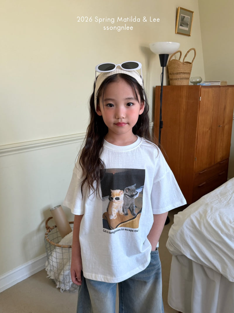 Matilda & Lee - Korean Children Fashion - #kidsshorts - Sunglasses Cat Short Sleeve Tee - 10