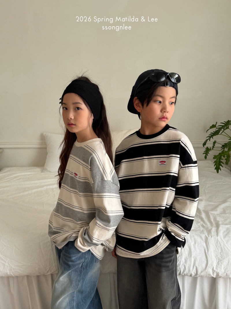 Matilda & Lee - Korean Children Fashion - #kidsshorts - Campus Stripe Tee - 10