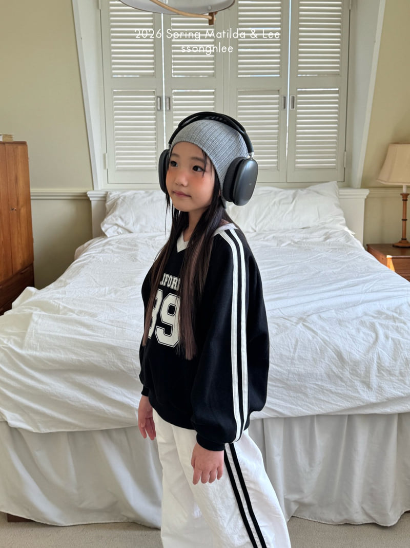 Matilda & Lee - Korean Children Fashion - #kidzfashiontrend - V-Neck Double Stripe Sweatshirt - 7