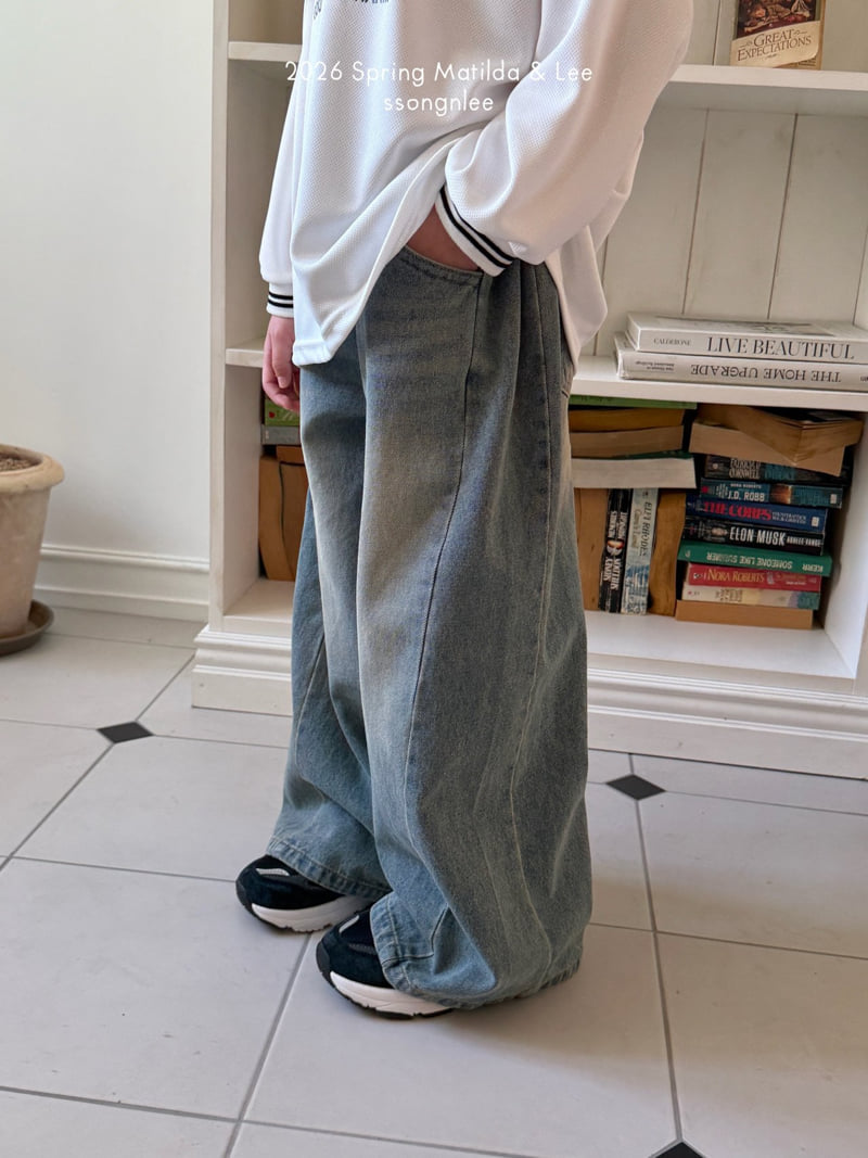 Matilda & Lee - Korean Children Fashion - #kidzfashiontrend - Maxi Wide Denim Pants - 5
