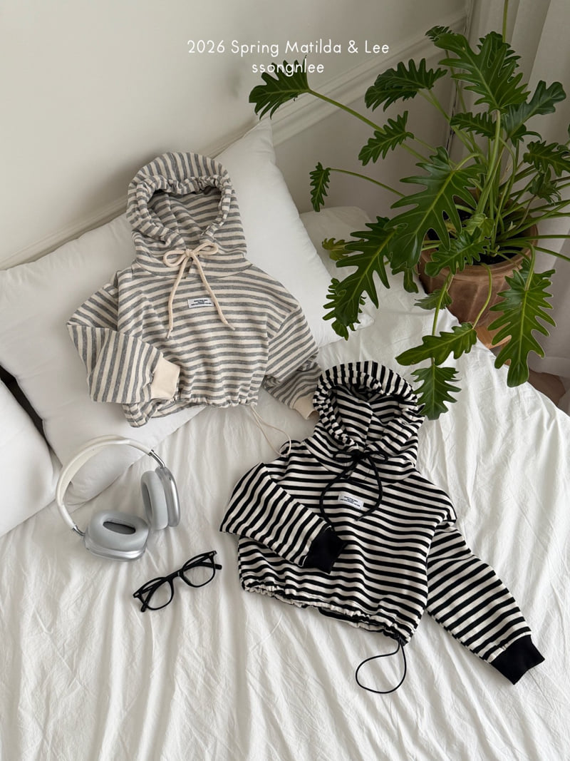 Matilda & Lee - Korean Children Fashion - #minifashionista - Striped Crop Hoodie